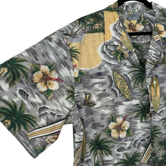 Royal Creations Hawaii Surf Hibiscus Button Down Shirt XXL Short Sleeve Aloha - Picture 4 of 12